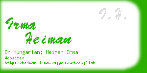 irma heiman business card